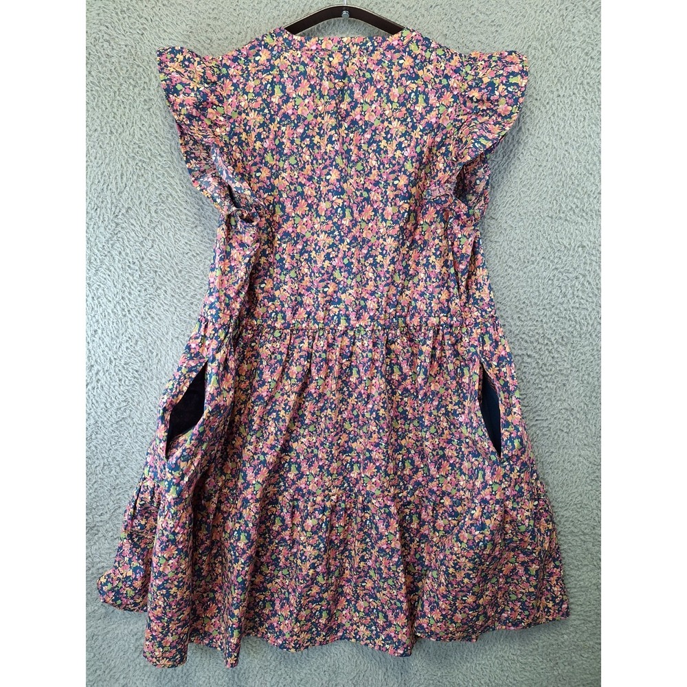 Time and Tru Mini Dress Womens Large Multicolor Floral Flutter Sleeve Pockets - Picture 5 of 10